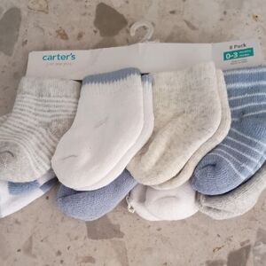 Carter's Baby Socks 8-Pack - Blue, White, Gray